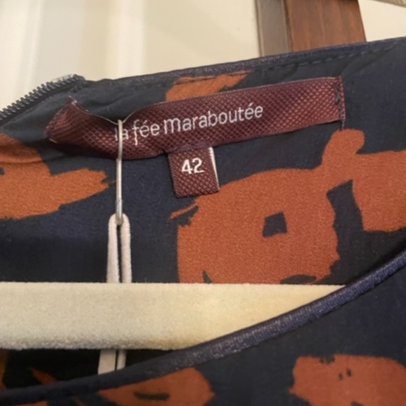 La Fee Maraboutee 3/4 Sleeve Floral Dress in Navy and Rust, Size 10 - Picture 3 of 6